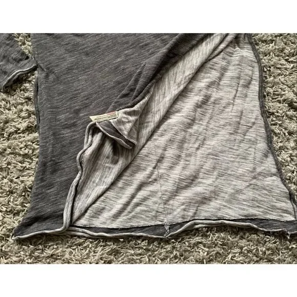 Free People Beach In A Hurry Hoodie Gray hooded BOHO SHIRT TOP sz O/S - Picture 6 of 9